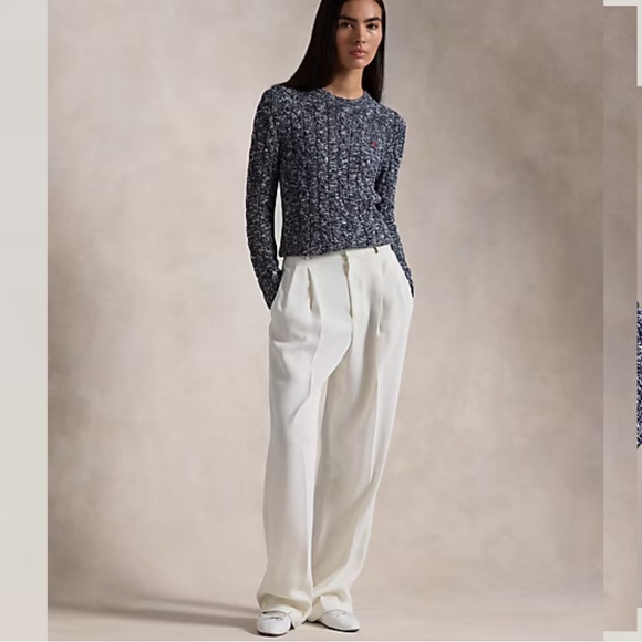 Polo Ralph Lauren Cable Knit Marled Ragg Cotton Crewneck Sweater - Picture 6 of 16